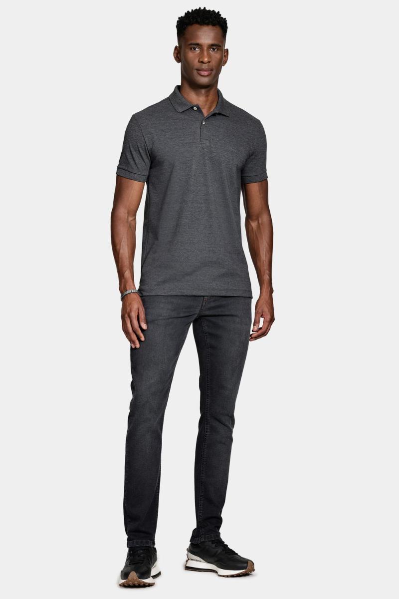 Polo Aramis Algodão Piquet Manga Curta Grafite Mescla - 3