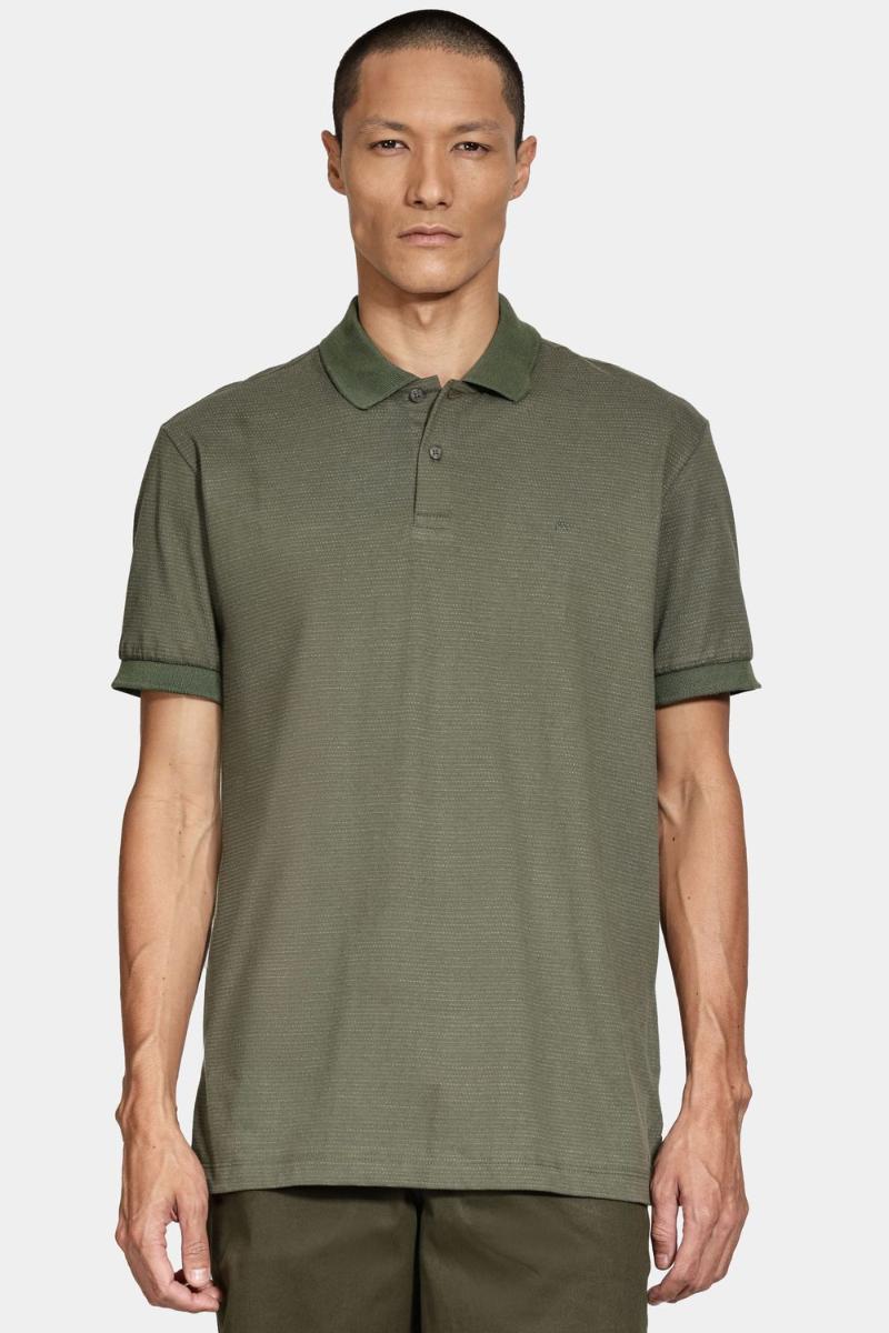 Polo Aramis Manga Curta Malha Pontilhada Verde Militar - 1