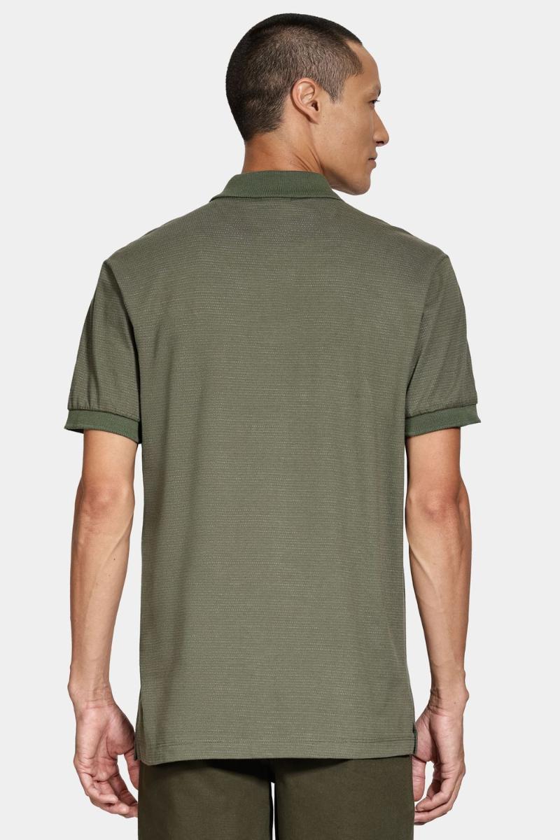 Polo Aramis Manga Curta Malha Pontilhada Verde Militar - 4