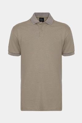 Polo Aramis Manga Curta Malha Pontilhada Bege