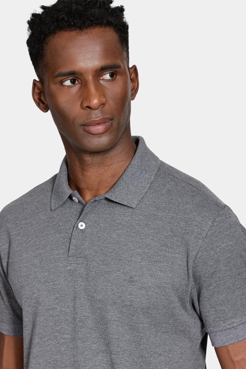 Polo Aramis Manga Curta Lisa Piquet Grafite Mescla - 4