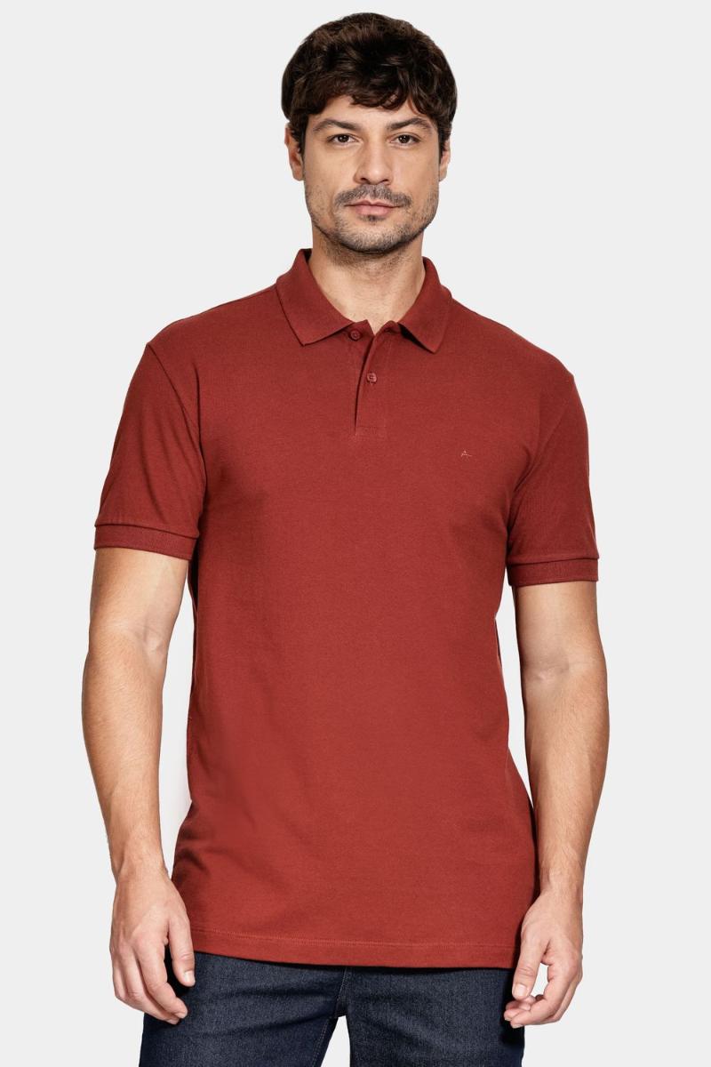 Polo Aramis Piquet Algodão Básico Manga Curta Tijolo - 1