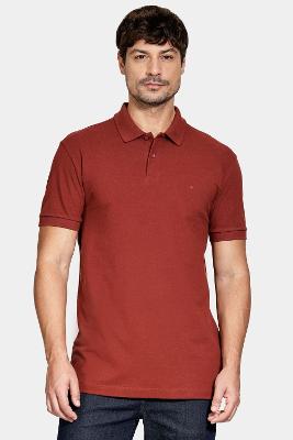 Polo Aramis Piquet Algodão Básico Manga Curta Tijolo