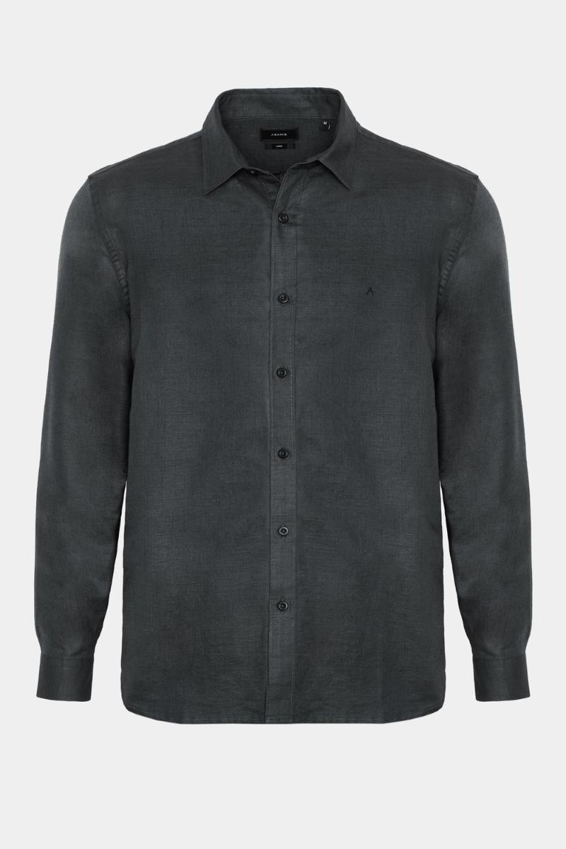 Camisa Aramis Manga Longa Regular Linho Preto - 1