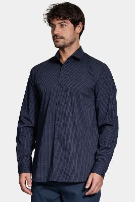 Camisa Aramis Manga Longa Algodão Tech Xadrez Marinho