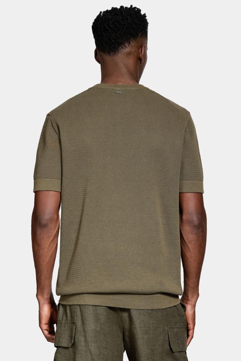 Tricot Aramis Manga Curta Algodão Piquet Oliva - 4