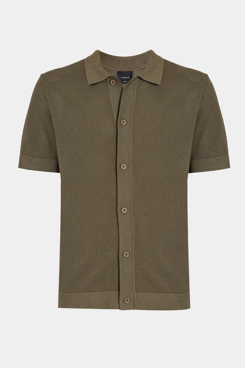 Camiseta Aramis Manga Curta Algodão Tricot Oliva - 1