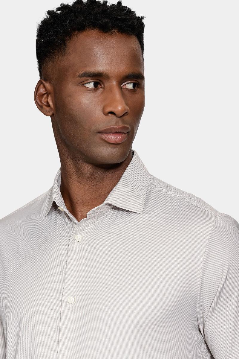 Camisa Aramis Manga Longa Sarja Caqui Branco - 4