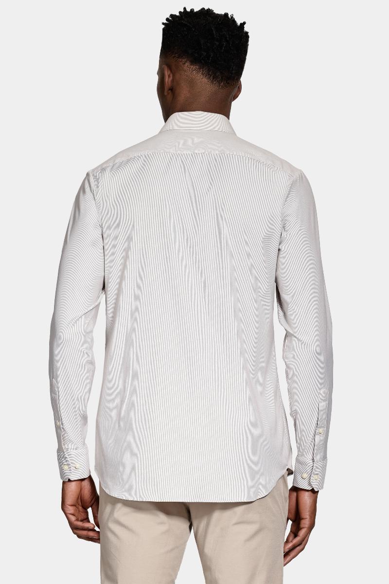 Camisa Aramis Manga Longa Sarja Caqui Branco - 5