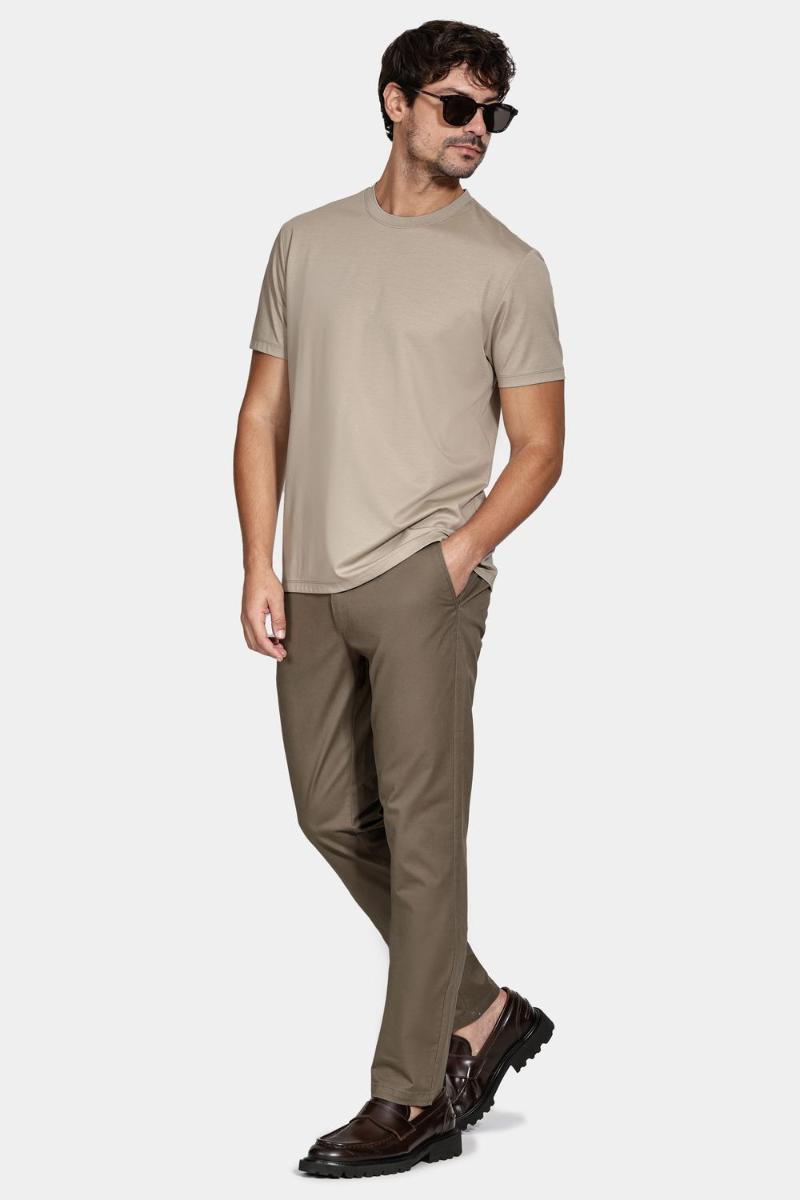 Calça Aramis Chino Slim Clássica Sarja Verde Militar - 4