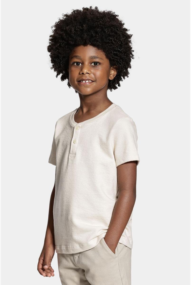 Camiseta Aramis Manga Curta Portuguesa Malha Tricot Marfim - 1