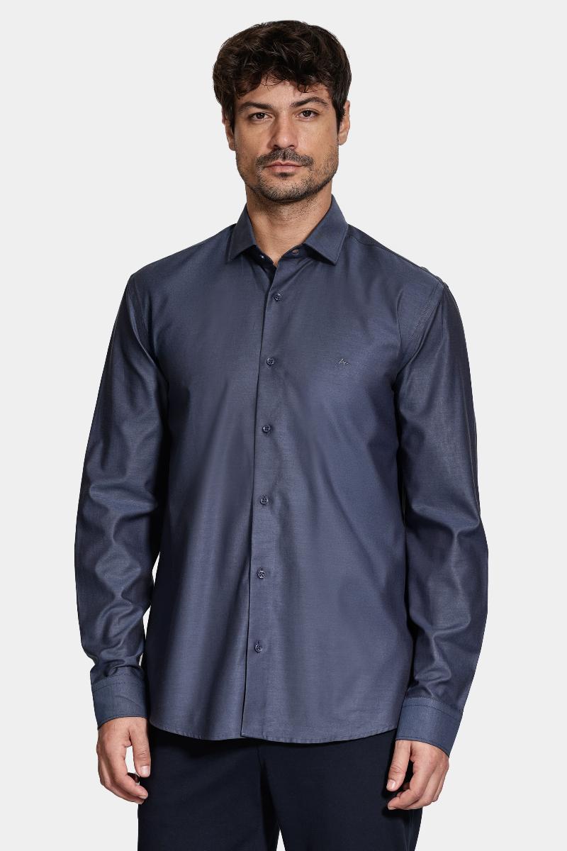 Camisa Aramis Slim Manga Longa Algodão Pima Marinho - 1