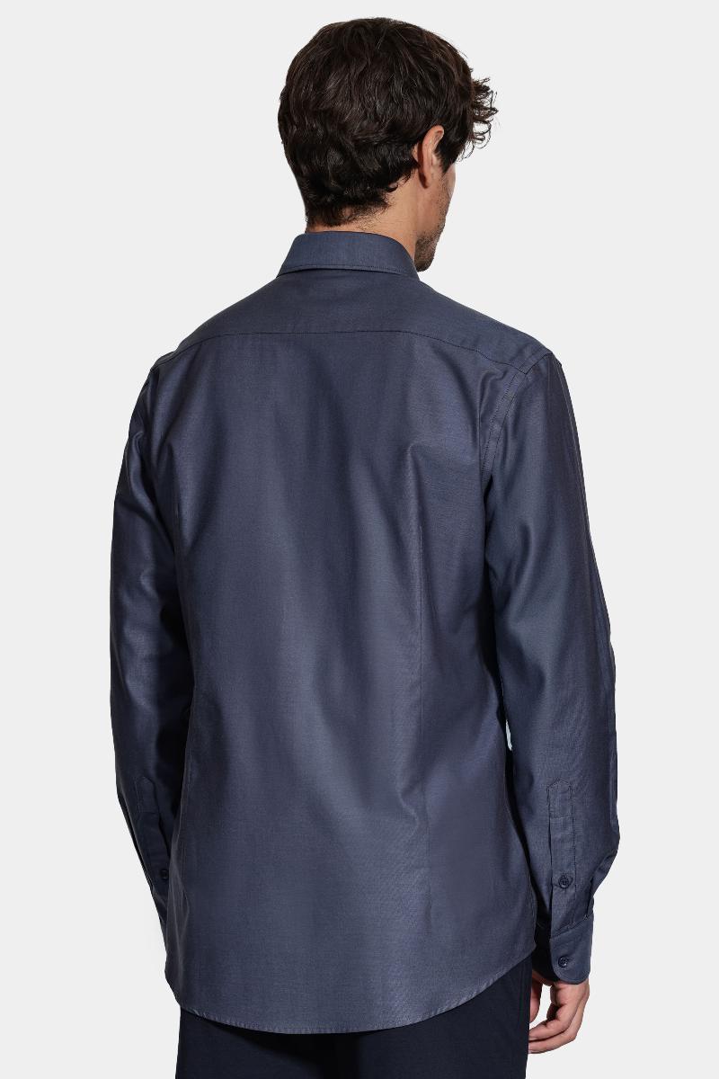 Camisa Aramis Slim Manga Longa Algodão Pima Marinho - 4