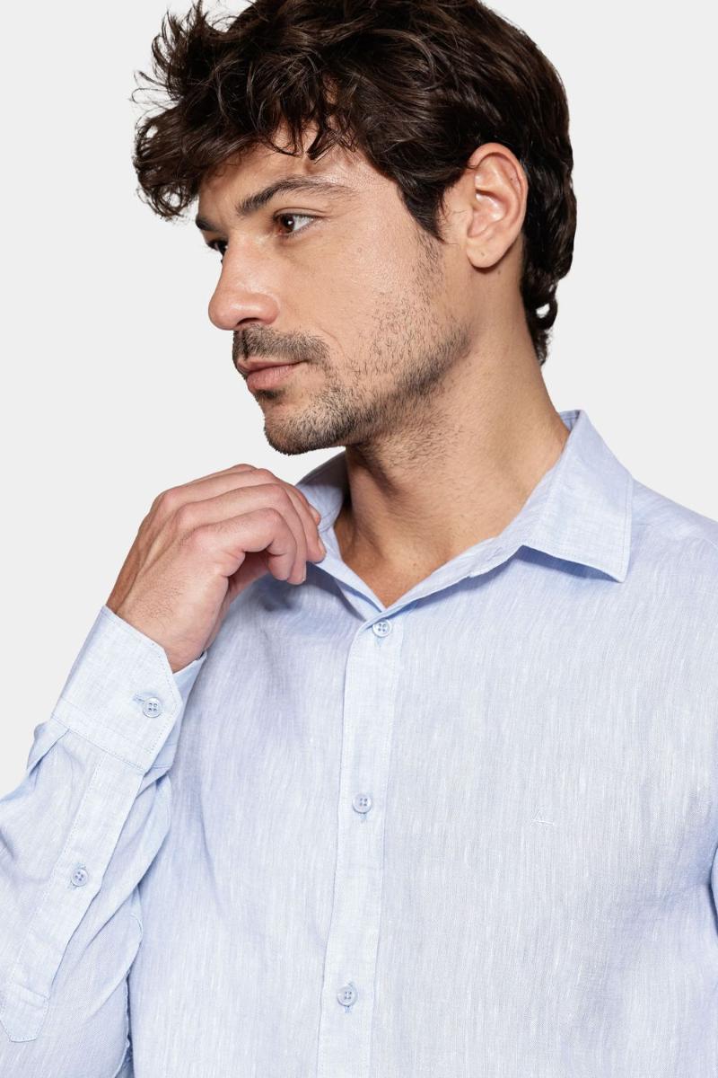 Camisa Aramis Manga Longa Move Slim em Linho Azul - 4