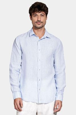 Camisa Aramis Manga Longa Move Slim em Linho Azul