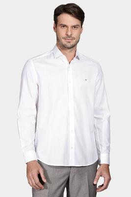 Camisa Regular de Tricoline Texturizada Branco