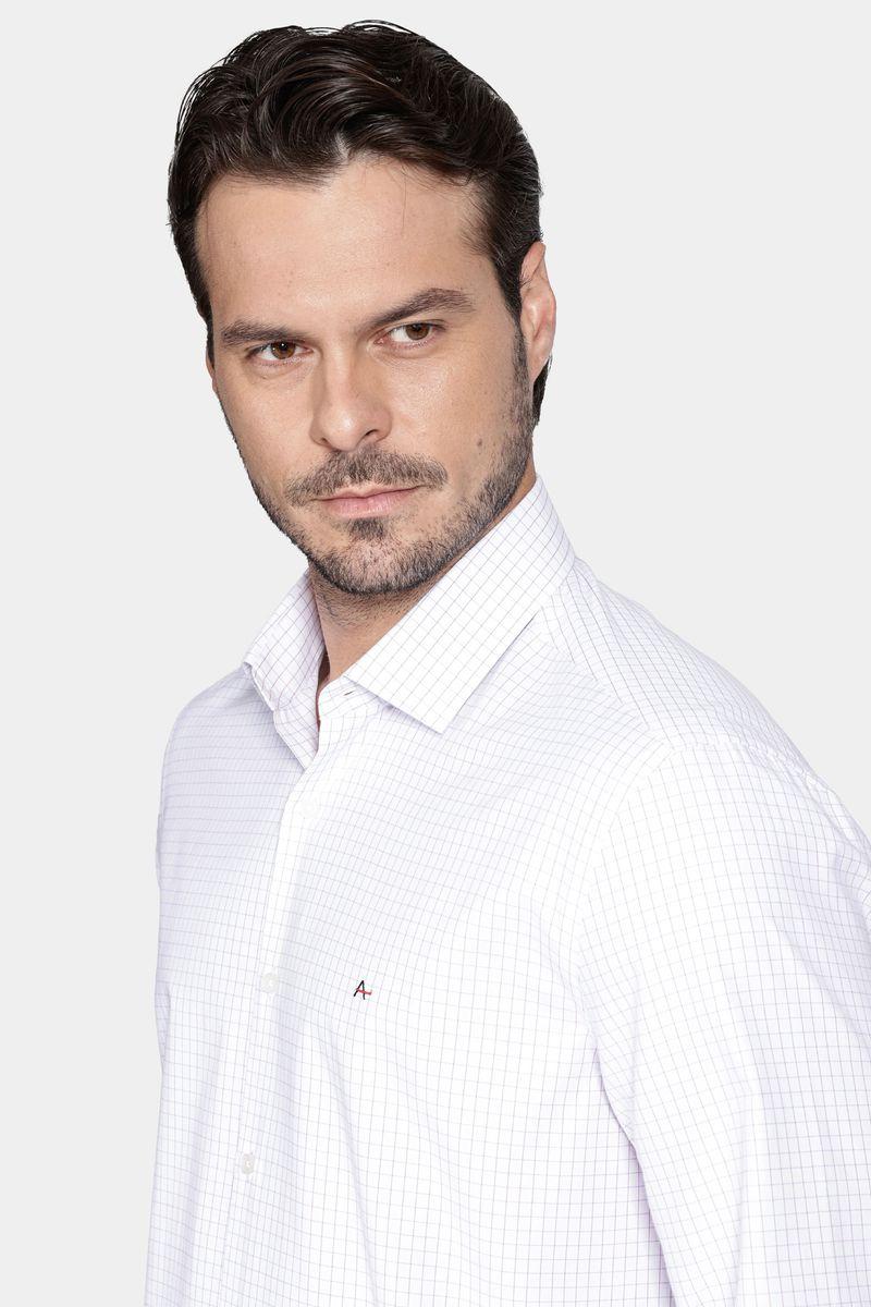 Camisa Aramis Regular Tricoline Xadrez  Branco e Rosa - 2