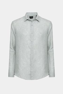 Camisa Manga Longa Move Slim em Linho Irlandês Verde Claro