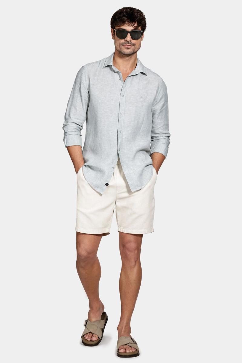 Camisa Aramis Manga Longa Slim em Linho Verde - 3