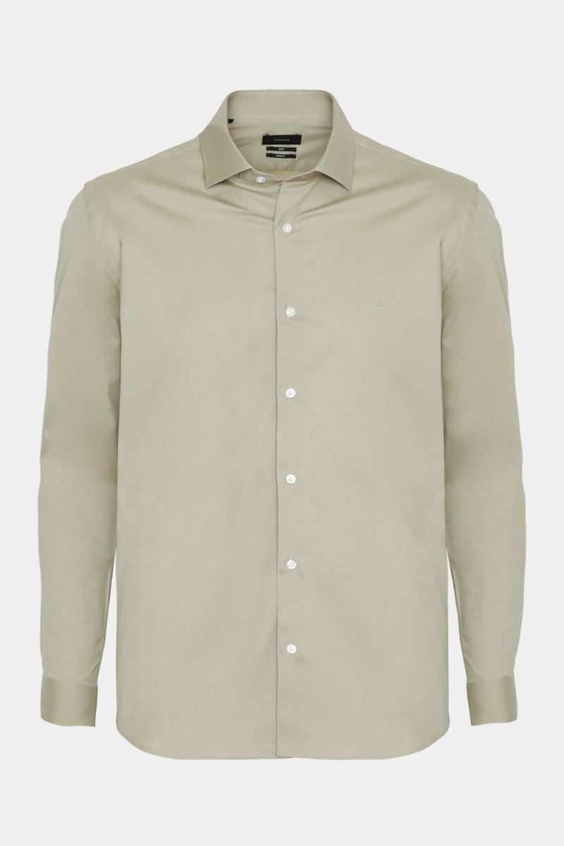 Camisa Aramis Manga Longa Slim em Stretch Caqui - 1