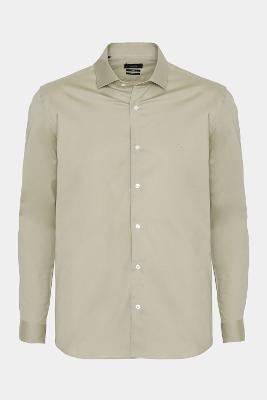 Camisa Aramis Manga Longa Slim em Stretch Caqui
