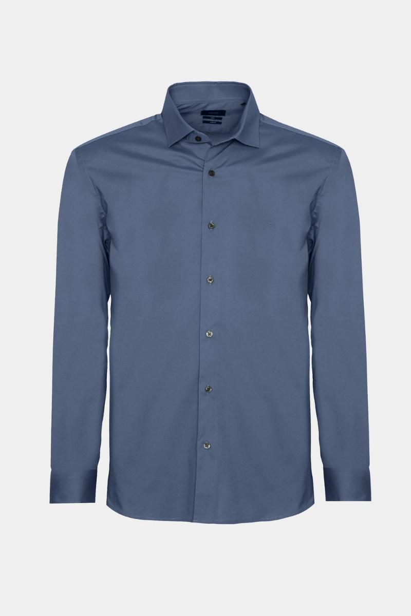 Camisa Aramis Manga Longa Slim em Stretch Liso Azul - 1