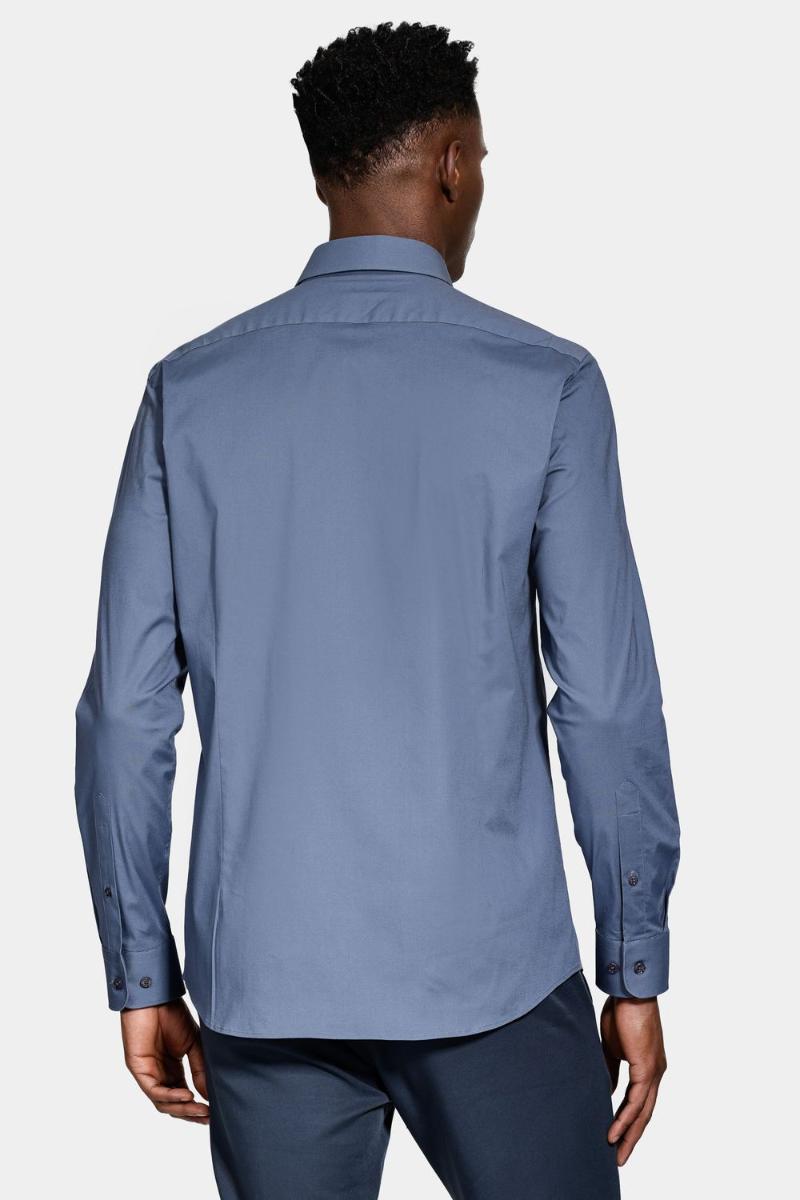 Camisa Aramis Manga Longa Slim em Stretch Liso Azul - 6