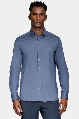 Camisa Aramis Manga Longa Slim em Stretch Liso Azul