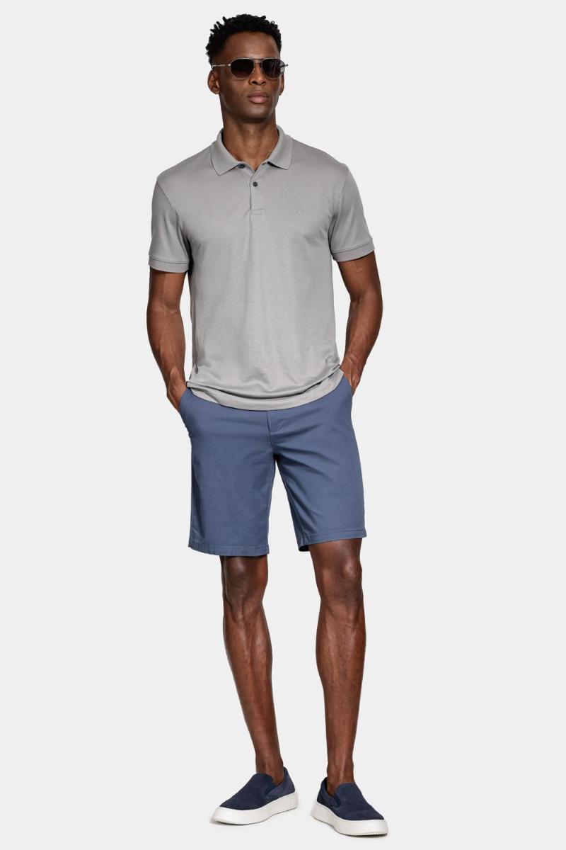 Bermuda Aramis Chino Casual em Sarja Azul Indigo - 3