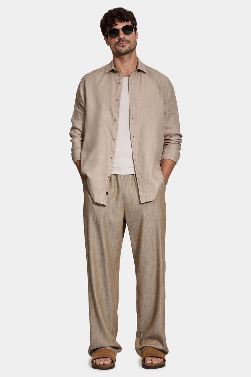 Camisa Aramis Manga Longa Move Slim em Linho Areia - 3