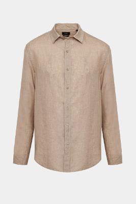 Camisa Manga Longa Move Slim em Linho Irlandês Areia