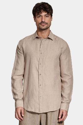 Camisa Aramis Manga Longa Move Slim em Linho Areia