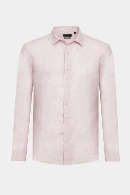 Camisa Manga Longa Move Slim em Linho Irlandês Rosa Claro