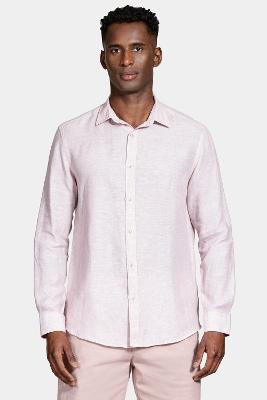 Camisa Aramis Manga Longa Slim em Linho Irlandês Rosa