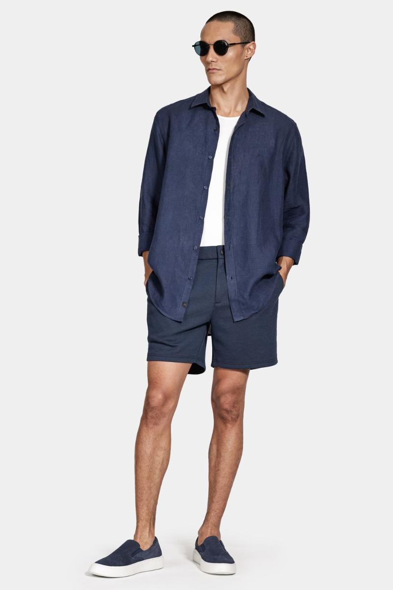 Camisa Aramis Manga Longa Slim em Linho Marinho - 3