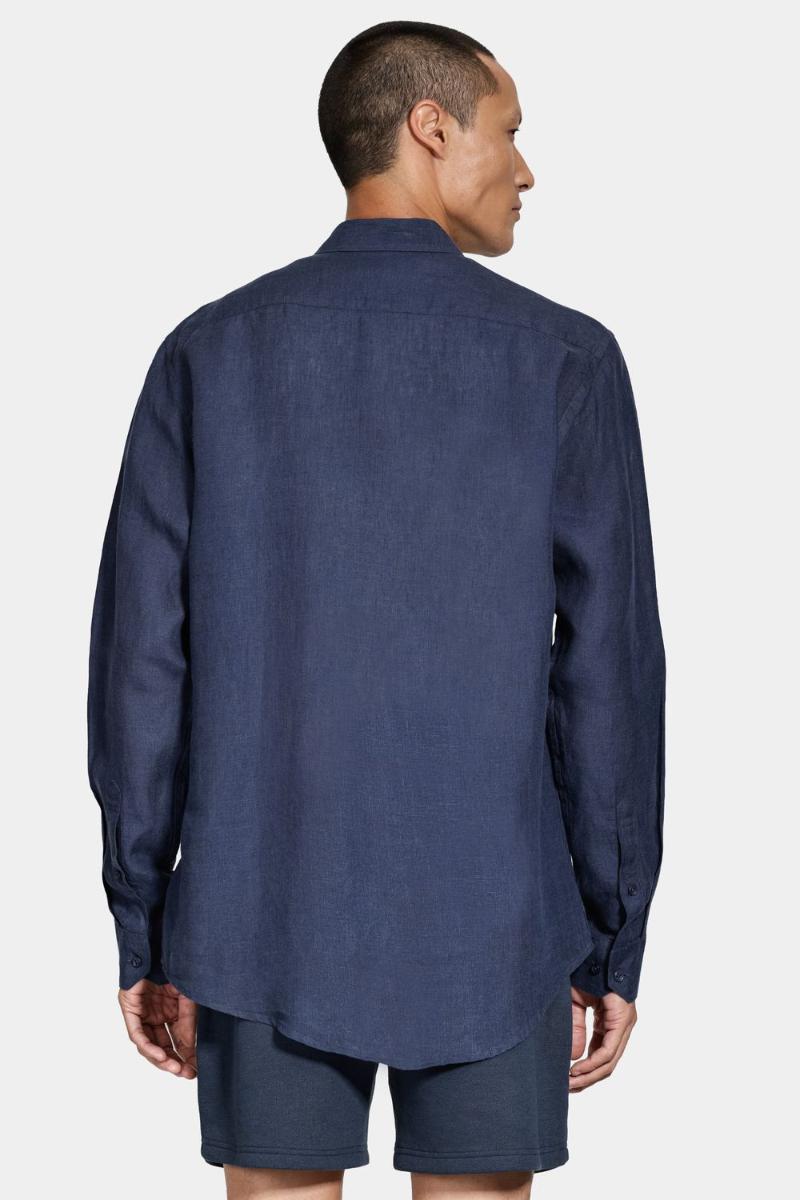 Camisa Aramis Manga Longa Slim em Linho Marinho - 5