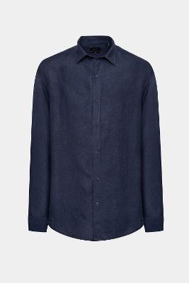 Camisa Manga Longa Move Slim em Linho Irlandês Marinho Escuro - XGG