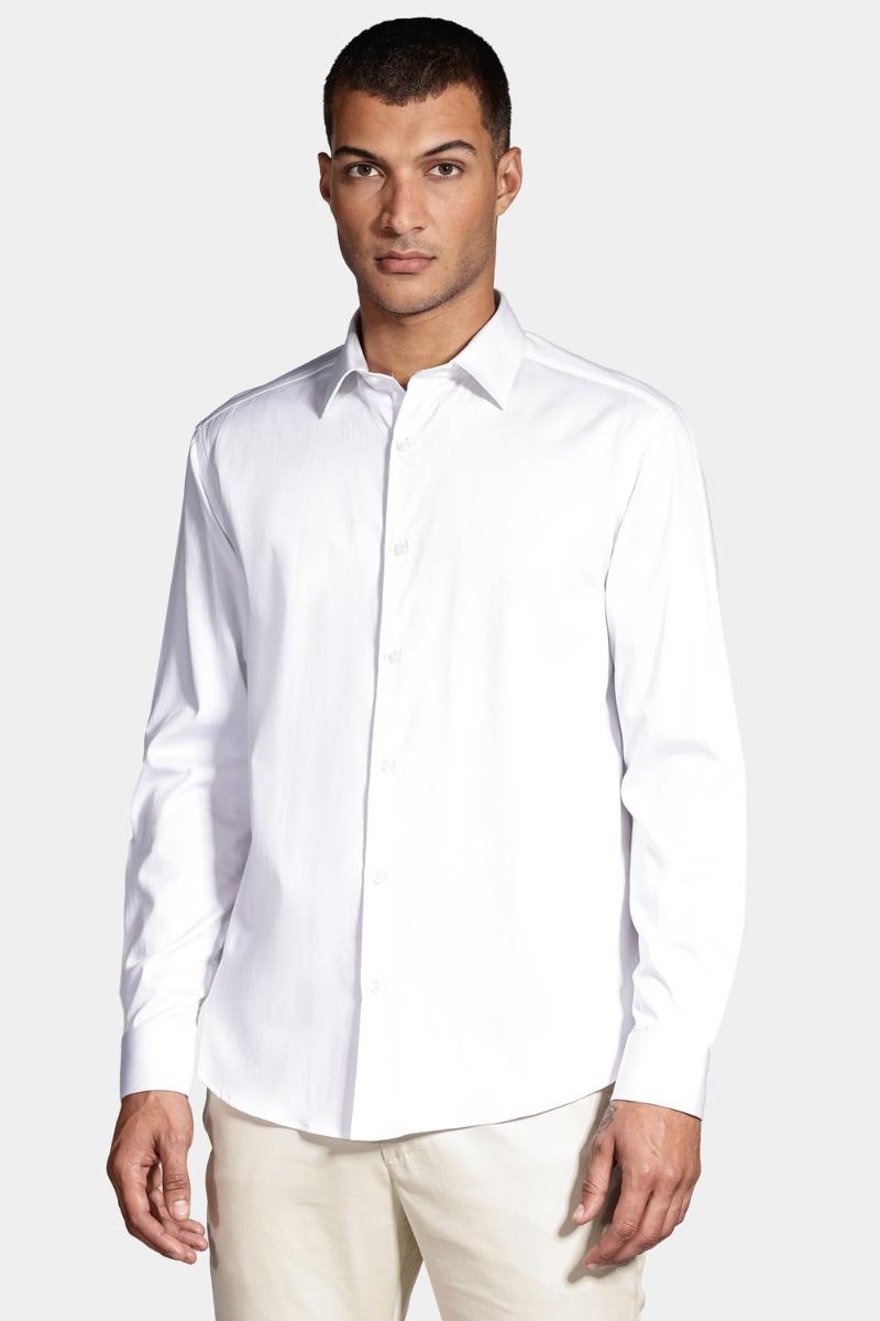 Camisa Aramis Manga Longa Slim Cetim Branco - 1