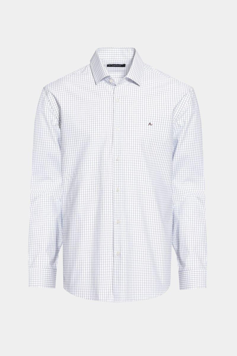 Camisa Aramis Regular Tricoline Xadrez Branco Com Marinho - 1