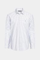 Camisa Aramis Regular Tricoline Xadrez Branco Com Marinho - 1