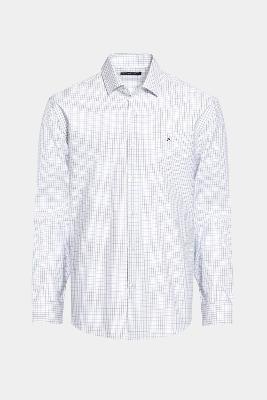 Camisa Aramis Regular Tricoline Xadrez Branco Com Marinho