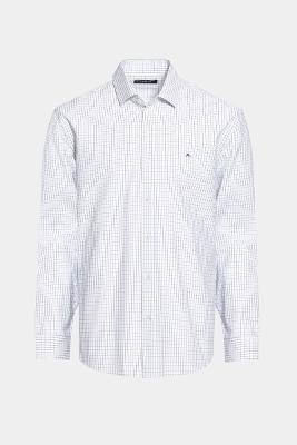 Camisa Aramis Regular Tricoline Xadrez Branco Com Marinho