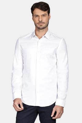Camisa Slim Pima Stretch Maquinetada Branco
