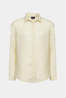 Camisa Aramis Manga Longa Move Slim em Linho Amarelo