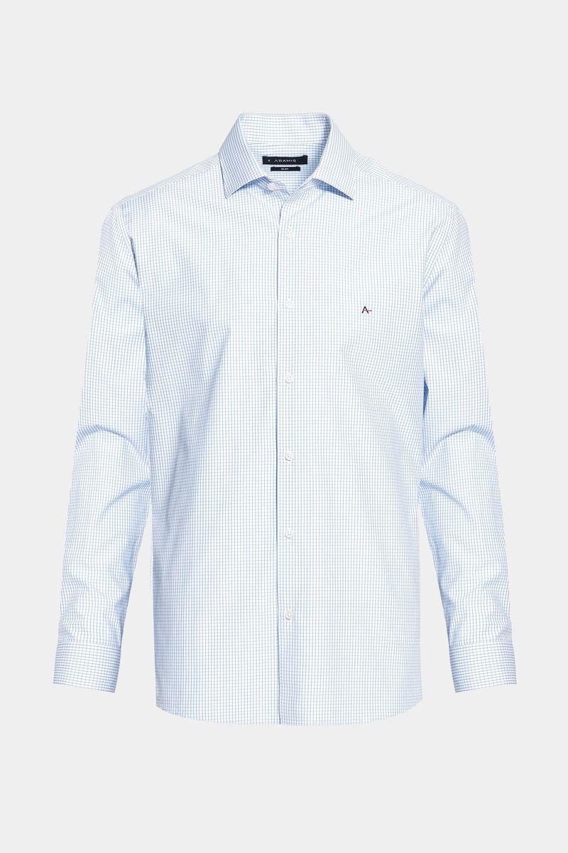 Camisa Aramis Manga Longa Regular Tricoline Xadrez Branco - 4