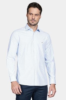 Camisa Aramis Manga Longa Regular Tricoline Xadrez Branco