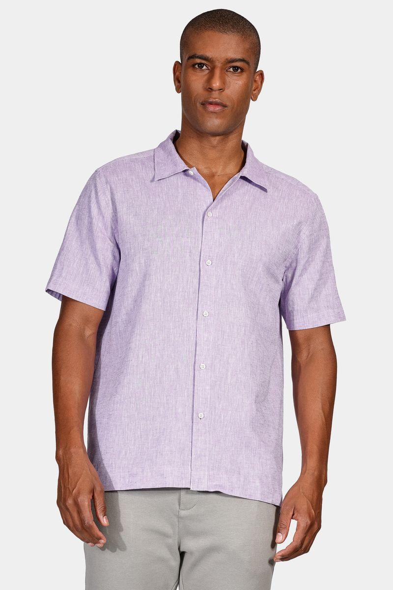 Camisa Aramis Regular Linho Algodão Surat Lilás - 1