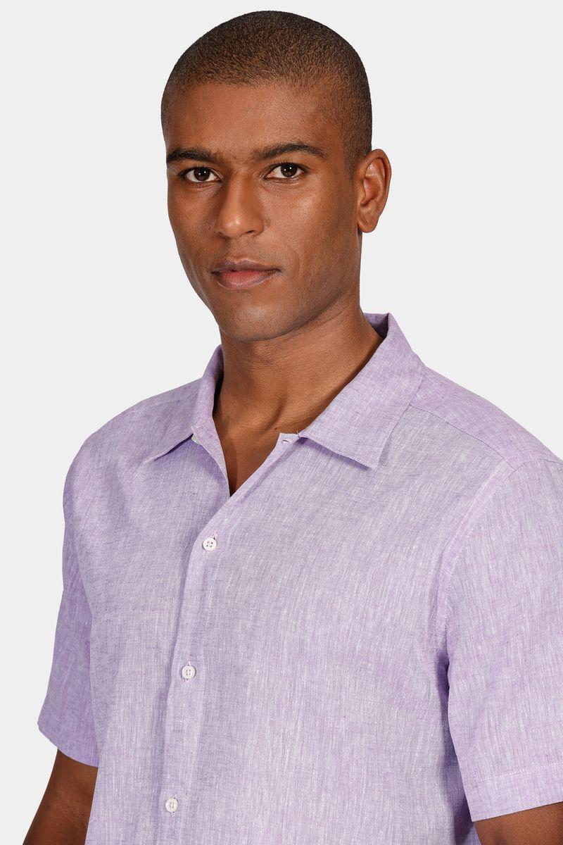 Camisa Aramis Regular Linho Algodão Surat Lilás - 3