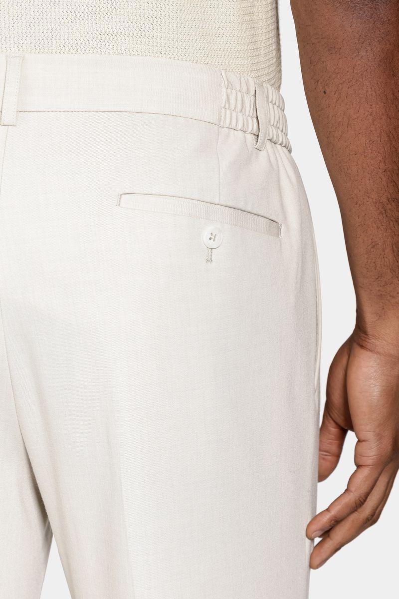 Calça Aramis Alfaiataria Cós Elástico e Bolsos Areia - 3