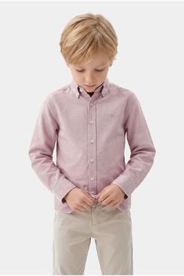Camisa Aramis Infantil Manga Longa Oxford Rosa Escuro